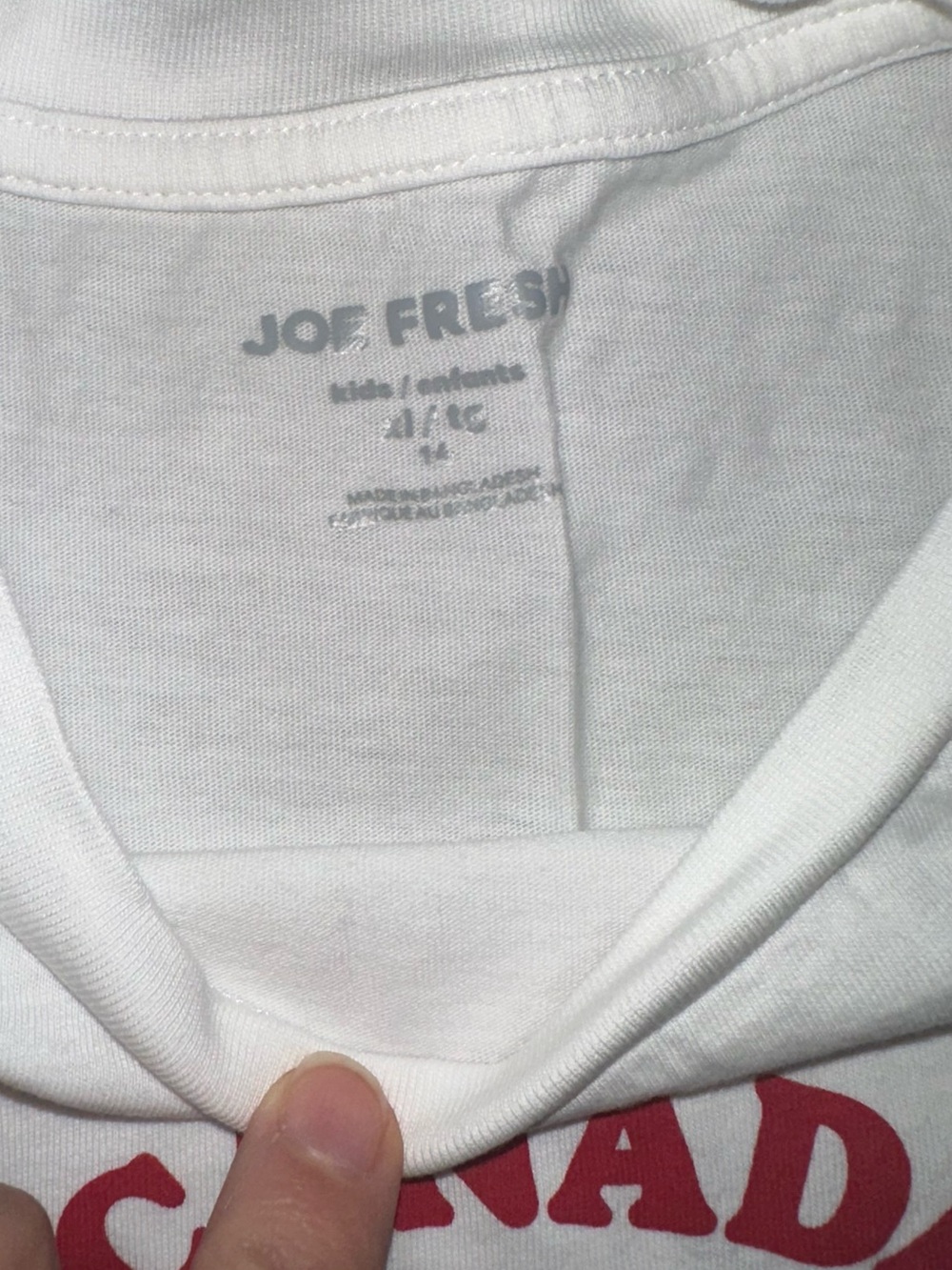 Kids White Cotton T-Shirt with Red Canada Smiley Graphic XL - Picture 2 of 4